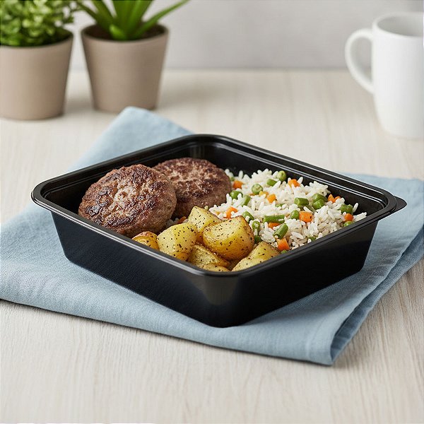 Hambúrguer de Patinho com Arroz à Grega e Batata Assada | 300g : 1_un