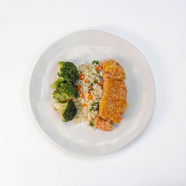 Salmão Grelhado com Molho de Laranja, Arroz à Grega e Brócolis | 230g | PGM : 1_un