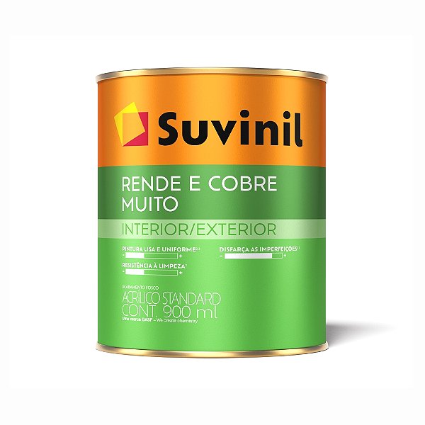 Tinta Acrílica Rende e Cobre Muito Standard Fosco Interno e Externo 900mL Suvinil