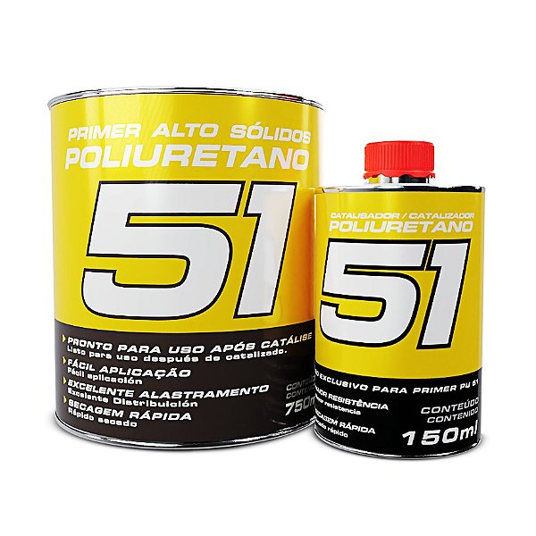Kit Primer Hs Pu 51 Pronto Para Uso 900 Ml + Catalizador Maxi Rubber