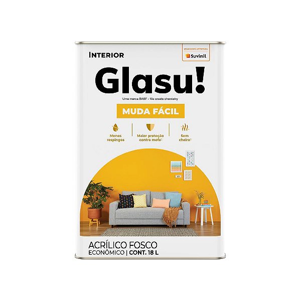 Tinta Acrílica Muda Fácil Fosco 18l Glasu
