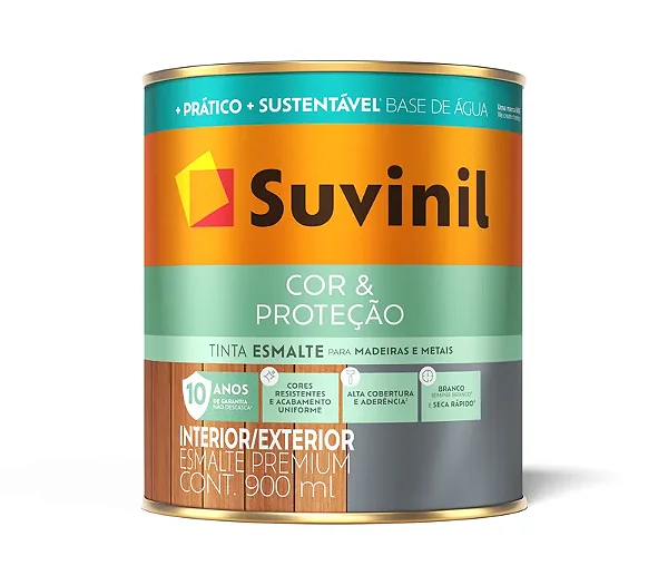 ESMALTE BASE AGUA SUVINIL COR E PROTEÇÃO GELO ACETINADO 900ml