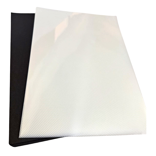 CAPA E CONTRACAPA ENCADERNAÇÃO INCOLOR ESPECIAL E COURO PRETO 50 UNIDADES DE CADA