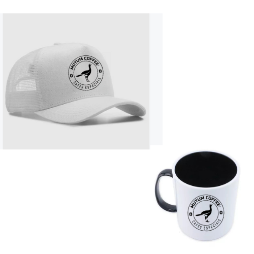 Kit Boné Mutum Coffe Branco + Caneca