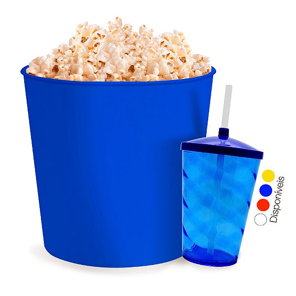 COMBO CINEMA BALDE PIPOCA + COPO CANUDO 500ML  PERSONALIZADO