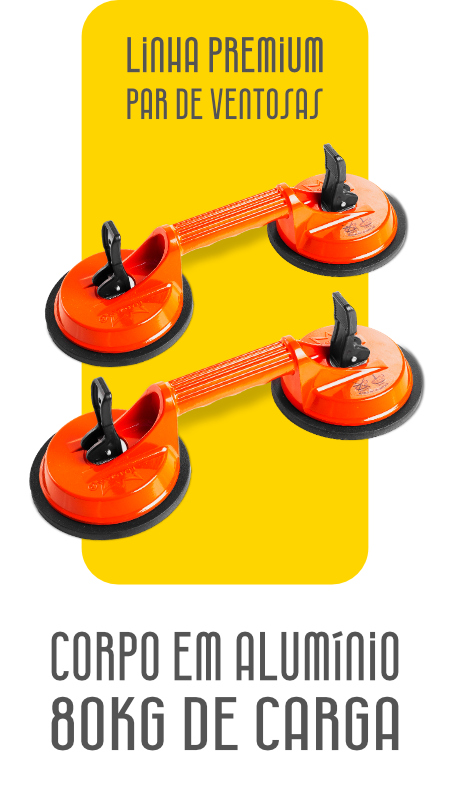 Kit Par de Ventosa Premium Dupla Fixa Metal