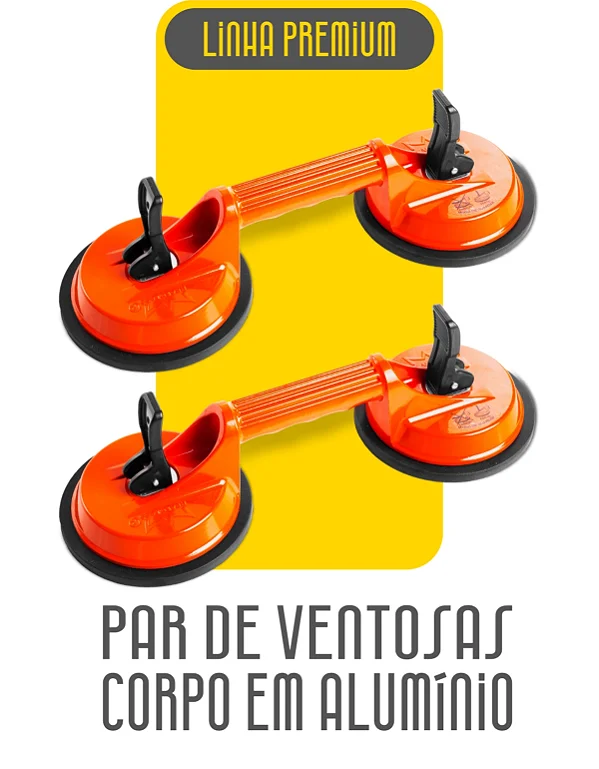 Kit Par de Ventosa Premium Dupla Fixa Metal
