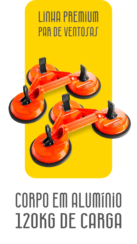 Kit Par de Ventosa Premium Tripla Fixa Metal
