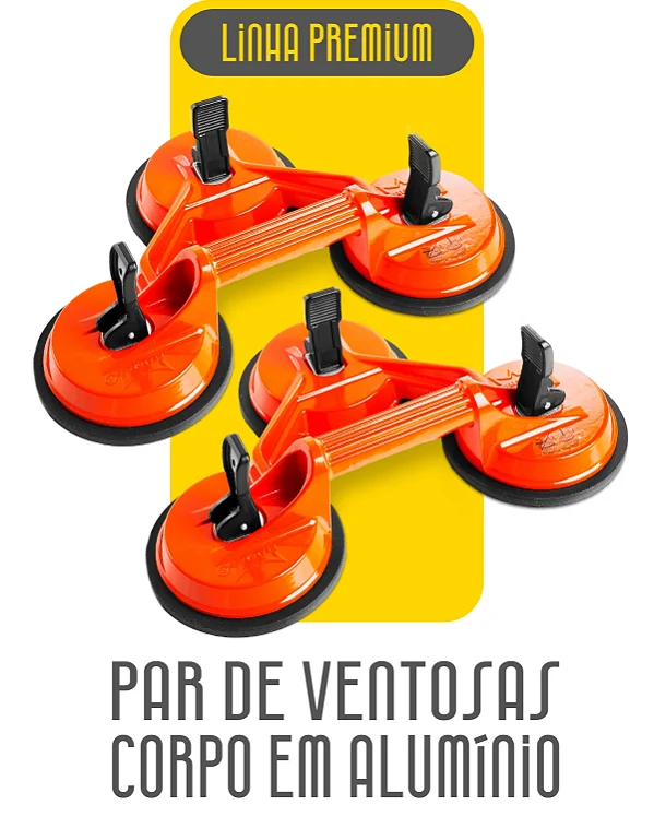 Kit Par de Ventosa Premium Tripla Fixa Metal