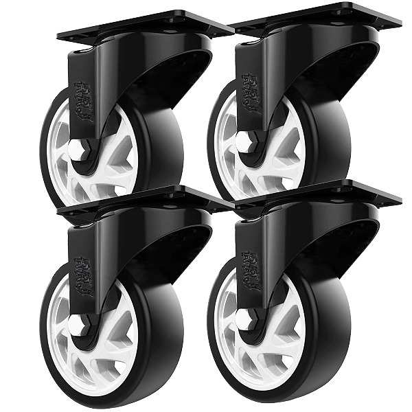 Rodinhas para moveis pesados Giratorio 3polegadas Preto Kit 4Und - RRJ