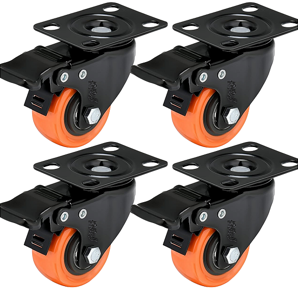 Rodinhas para moveis Com Freio 2 polegadas Laranja Kit 4 Und - RRJ