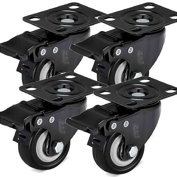 Rodinhas para moveis Com Trava Cama 2 polegadas Preto Kit 4 Und - RRJ