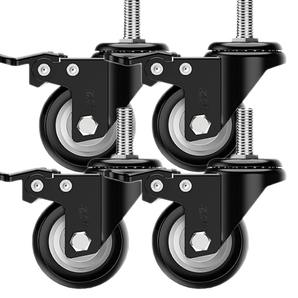 Rodinhas para moveis Trava e Espiga 2 polegadas Preto Kit 4 Und - RRJ