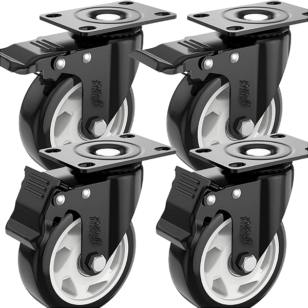 Rodinhas para moveis pesados Com Trava 3polegadas Preto Kit 4Und - RRJ