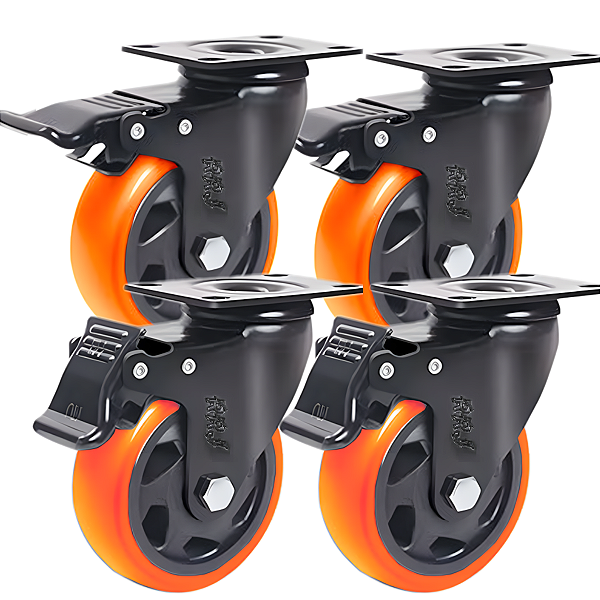 Rodinhas para moveis pesados Freio 3 polegadas Laranja Kit 4 Und - RRJ