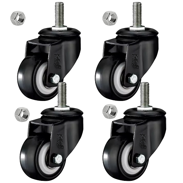 Rodizio para moveis Com Espiga Mesa 1,5 polegadas Preto Kit 4Und - RRJ