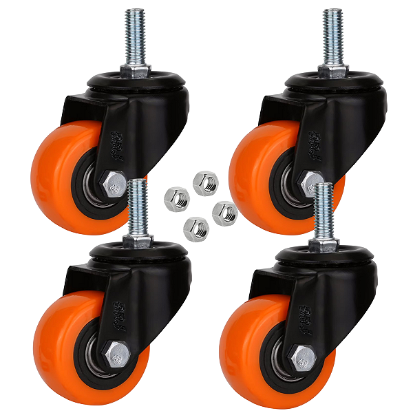 Rodizio para moveis Com Espiga 1,5 polegadas Laranja Kit 4 Und - RRJ