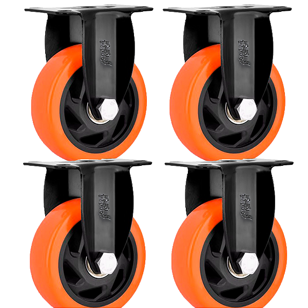 Rodinhas para moveis pesados fixas 3 polegadas Laranja Kit 4 Und - RRJ