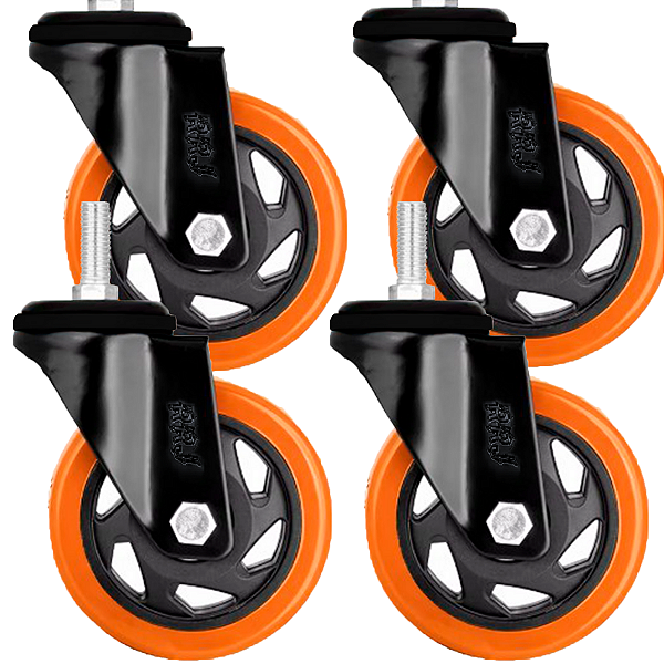 Rodinhas para moveis pesados Espiga 3 polegadas Laranja Kit 4Und - RRJ