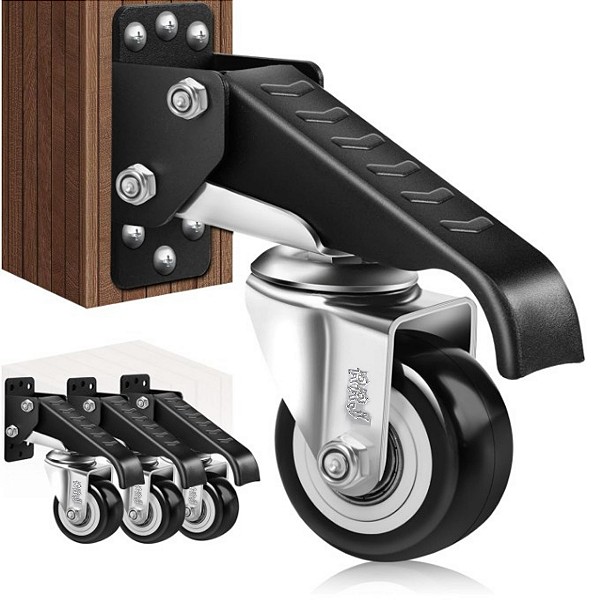 Rodinha para Moveis Bancada Trabalho 2,5polegadas Preto Kit 4Und - RRJ