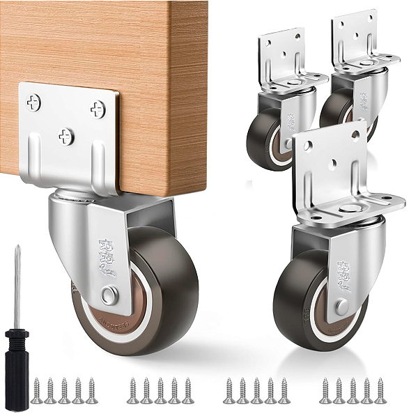 Rodinhas para moveis chapa L lateral 2 polegadas Marrom Kit 4Und - RRJ
