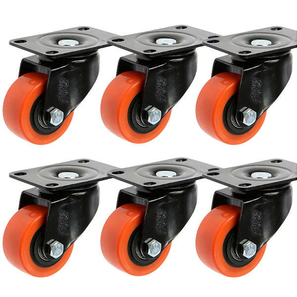 Rodizio para moveis Giratorio Mesa 1,5polegadas Laranja Kit 6Und - RRJ