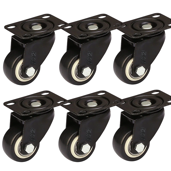 Rodizio para moveis Giratório Mesa 1,5 polegadas Preto Kit 6 Und - RRJ