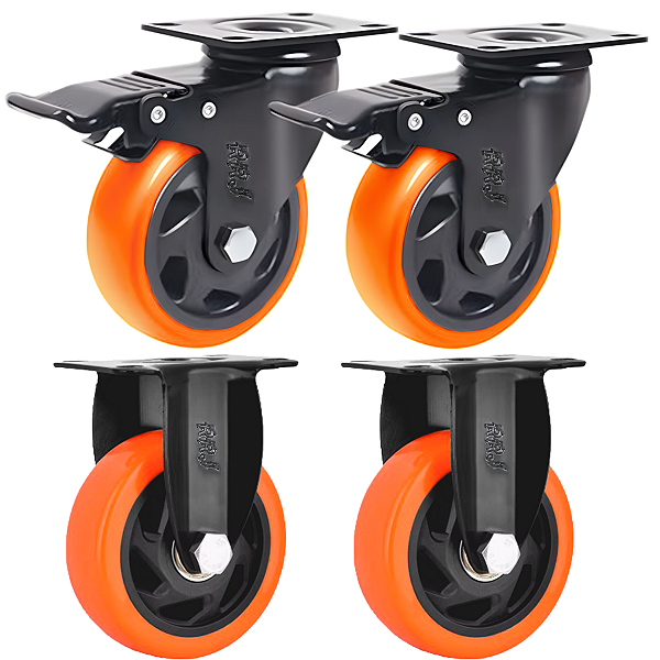 Rodinhas para moveis pesados Trava 3 polegadas Laranja Kit 4 Und - RRJ
