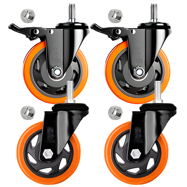 Rodinhas para moveis pesados Espiga e Trava 3 polegadas Kit 4Und - RRJ