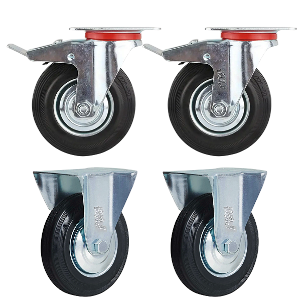 Rodinhas para moveis Emborrachada 4Polegadas Com Trava Kit 4 Und - RRJ