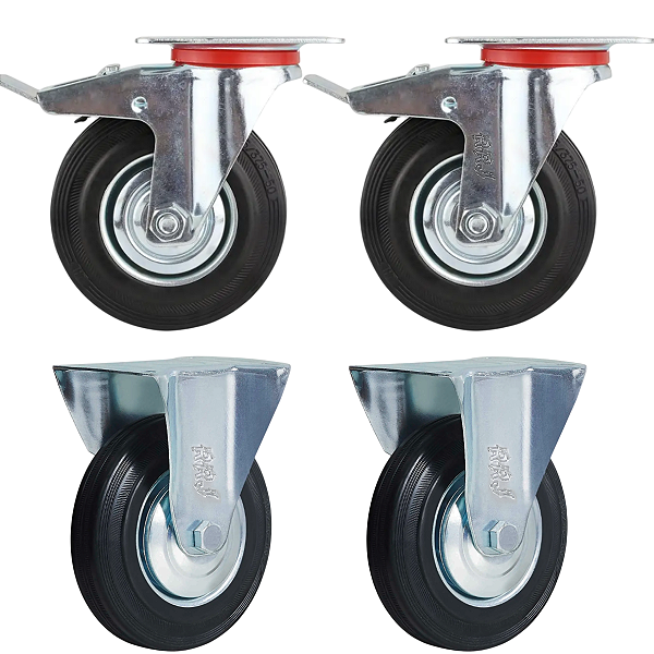 Rodinhas para moveis Emborrachada 5Polegadas Com Trava Kit 4 Und - RRJ