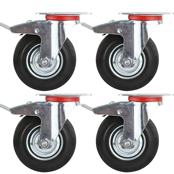 Rodinhas para moveis Pesados Emborrachada 5 polegadas  Kit 4 Und - RRJ