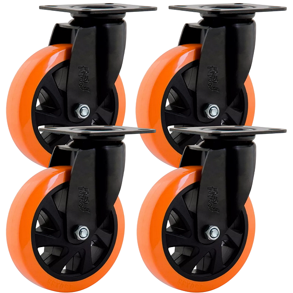 Rodinhas para moveis pesados Giratoria 6 polegadas Laranja 4 Und - RRJ