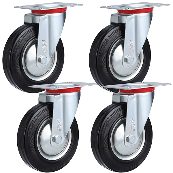 Rodinhas para moveis Emborrachada 5polegadas Giratorio Kit 4 Und - RRJ