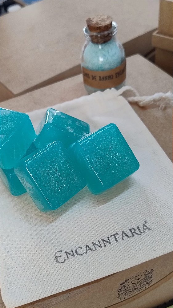 Kit Banho de Brilho - 5 sabonetes algas marinhas e um saquinho Encanntaria