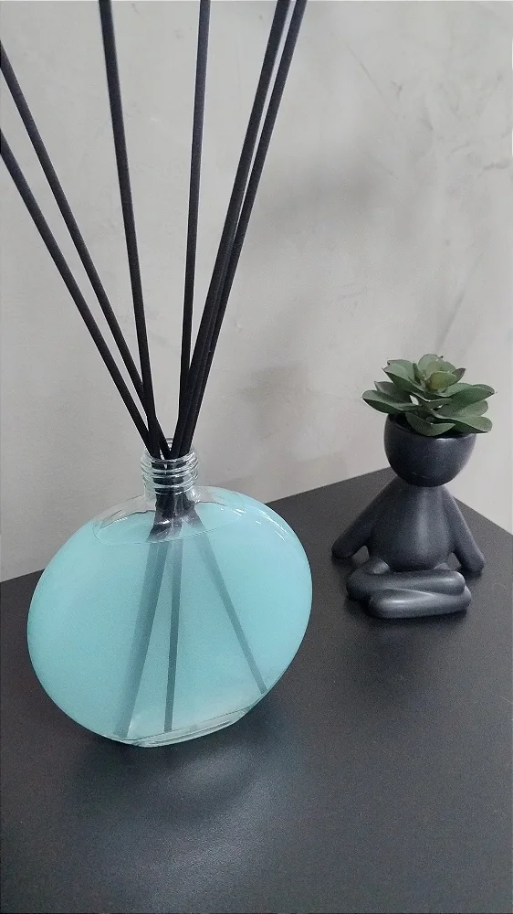 Difusor Encanto de Alecrim  c/ cristal bruto– Azul  estilo Tiffany em Vidro Londres 550ml + refil 250 ml