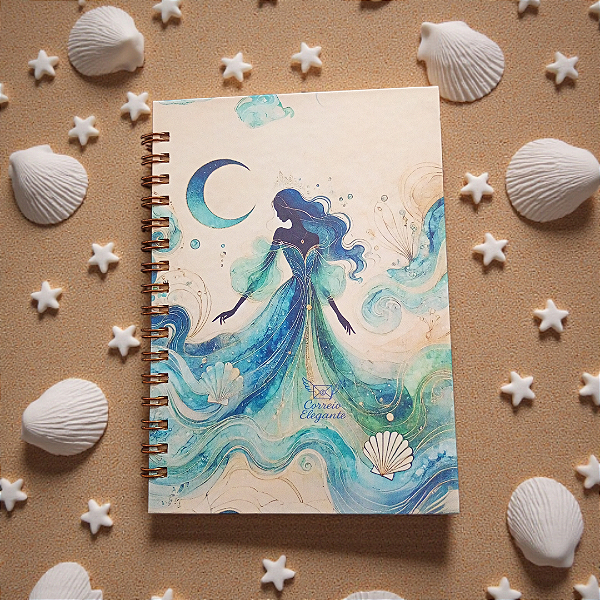 Caderno Iemanjá Rainha das Águas, pólen, capa dura