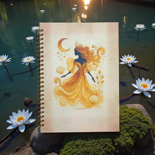 Caderno A Luz de Oxum, A5, pólen, com magia Encanntaria 🪄