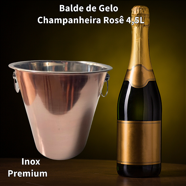Balde para Gelo e Champanhe 4,5L em Aço Inox Rosé – Elegância e Funcionalidade em um Só Produto!
