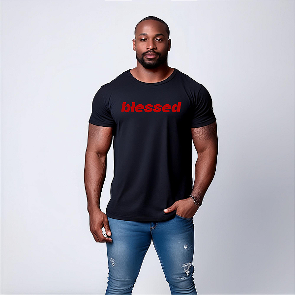 Camiseta Algodão Masculina - BLESSED