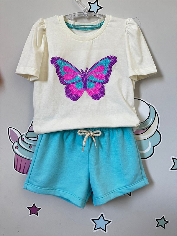 CONJUNTO AZUL BORBOLETA PAETÊS