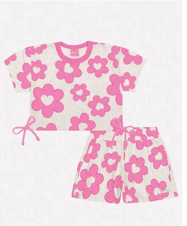 CONJUNTO FLORAL ROSA