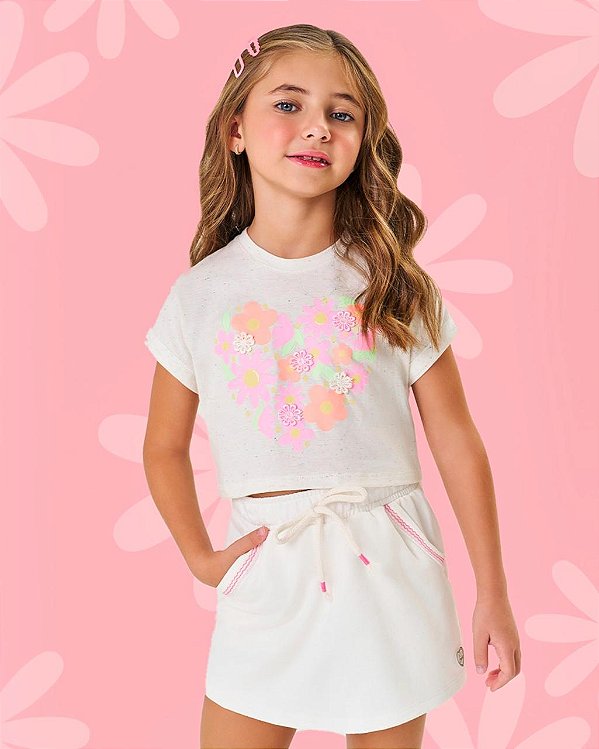 CONJUNTO APLIQUE FLORES NATURAL