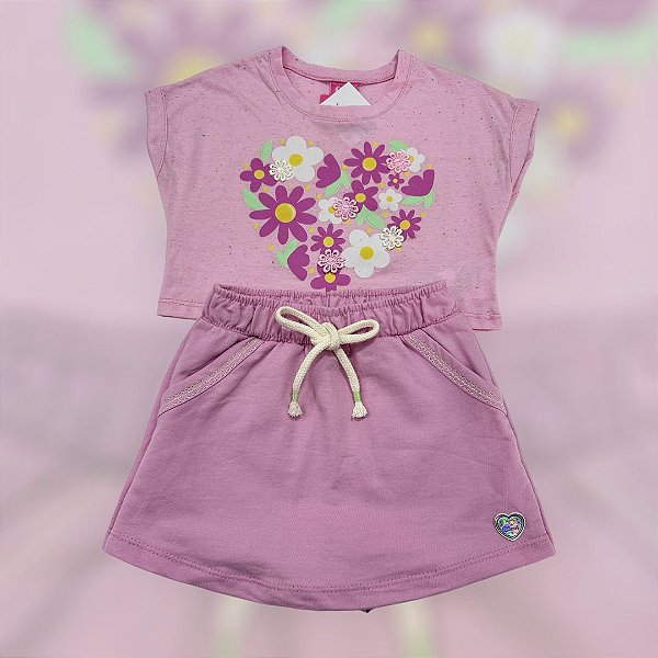 CONJUNTO APLIQUE FLORES LILÁS