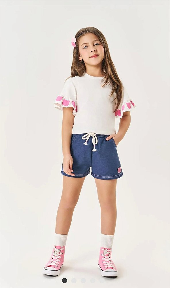 Conjunto Blusa Ursinho e Short Natural