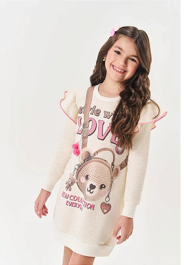 Vestido Menina Bolsa Off White