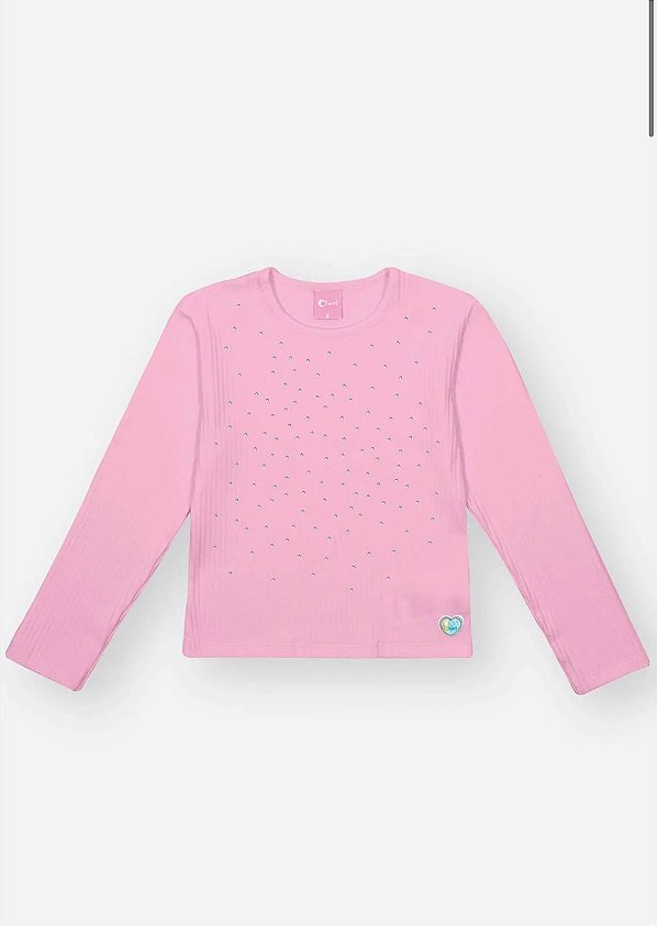 Blusa Menina Strass Rosa