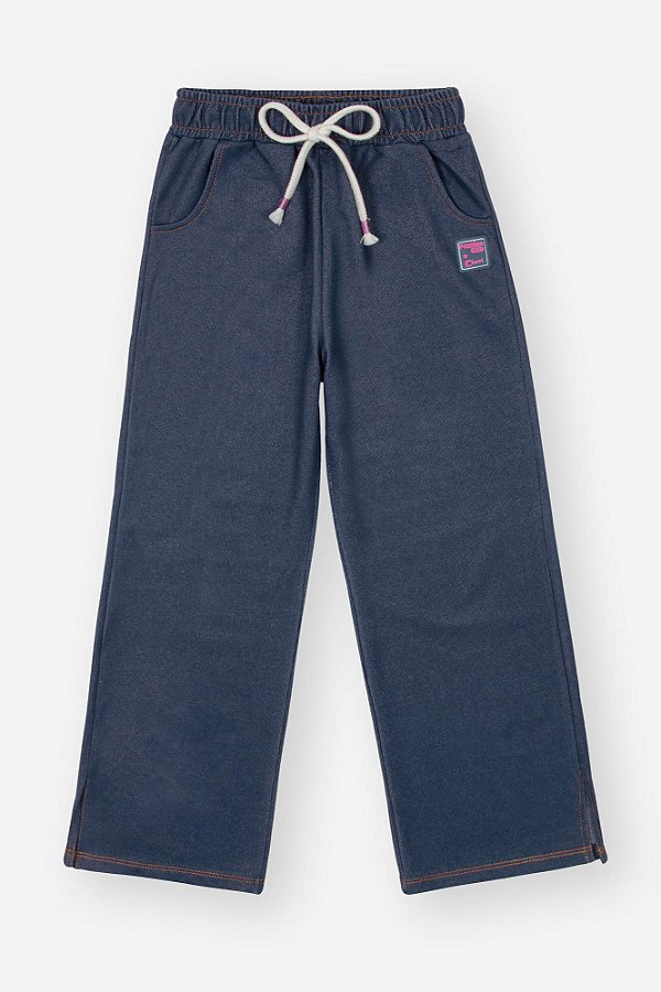 Calça Wide Leg Azul Escuro