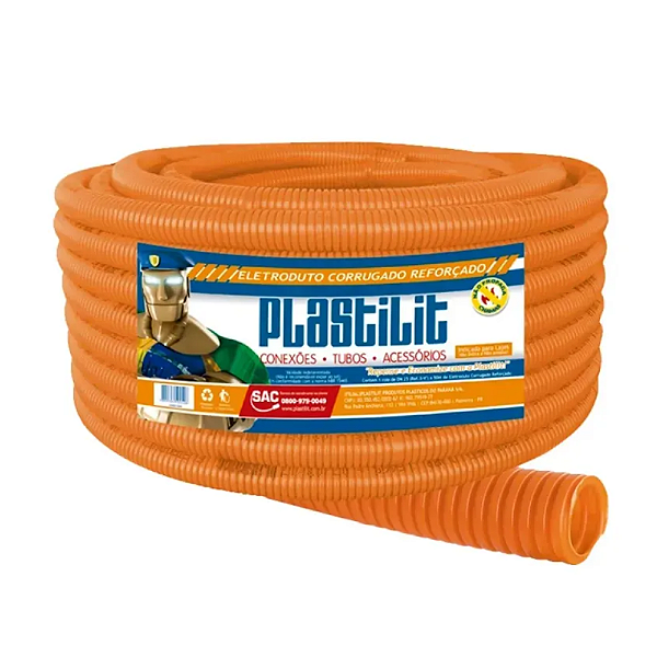 Conduite eletroduto corrugado reforçador 1  25 m plastilit