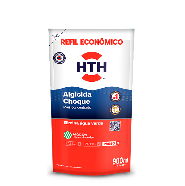 Algicida choque 900 ml refil solução para água verde hth